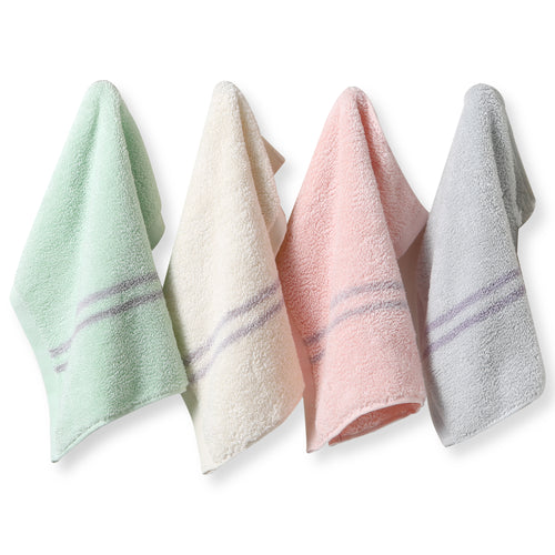 BISTOW Green Smart towels set, 100% Cotton, Super Soft and Absorbent - Perfect for Hotels, Travel, Bathrooms, Spa, and Gym, 4 piece Washcloths, 11.81x11.81, Pink/Green/Beige/Gray - Biostow