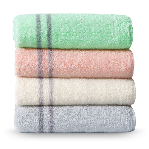 BISTOW Smart towels set, 100% Cotton, Super Soft and Absorbent - Perfect for Hotels, Travel, Bathrooms, Spa, and Gym, 4 piece Hand Towels, 11.81x27.56, Pink/Green/Beige/Gray - Biostow